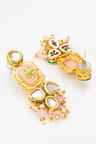 elegant kundan drop earrings with stone