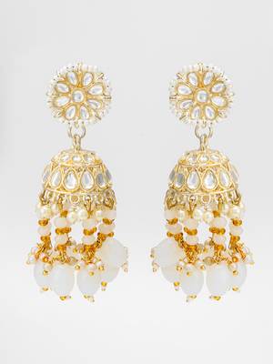 classic kundan jhumka earrings with bead drops 2