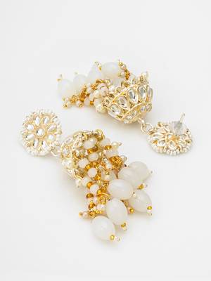 classic kundan jhumka earrings with bead drops 3