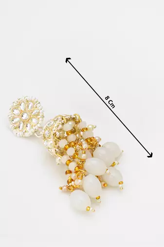 classic kundan jhumka earrings with bead drops