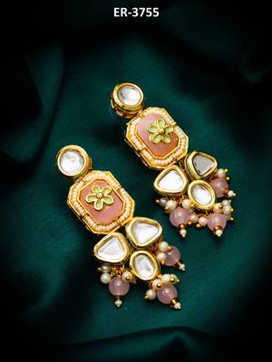 elegant kundan drop earrings with stone 1