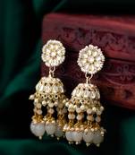classic kundan jhumka earrings with bead drops