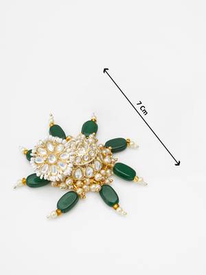 kundan jhumka earrings with green bead 4