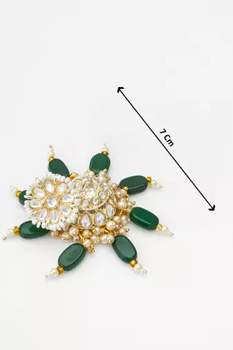 kundan jhumka earrings with green bead