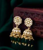 kundan jhumka earrings with green bead