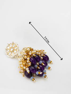 royal kundan jhumka earrings with bead drops 4
