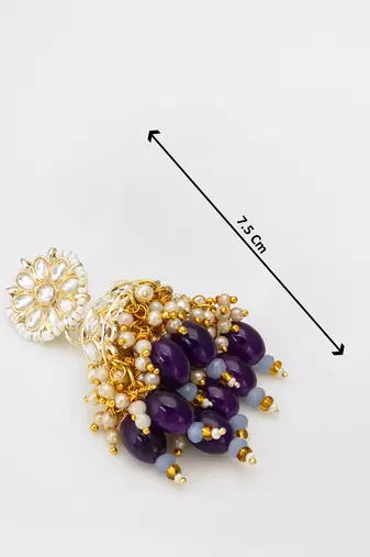 royal kundan jhumka earrings with bead drops