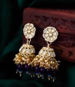 royal kundan jhumka earrings with bead drops