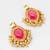 pink stone kundan drop earrings with pearl