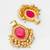 pink stone kundan drop earrings with pearl