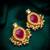 pink stone kundan drop earrings with pearl