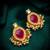 pink stone kundan drop earrings with pearl