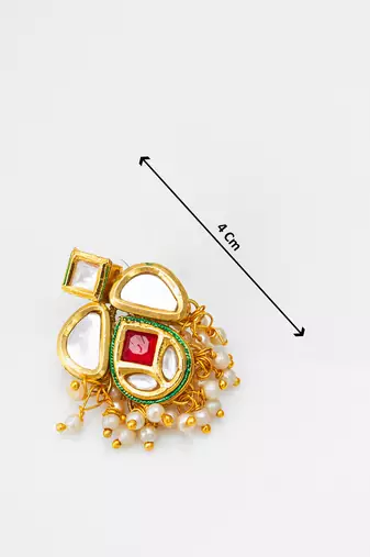 classic kundan drop earrings with pearl cluster