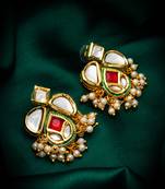 classic kundan drop earrings with pearl cluster