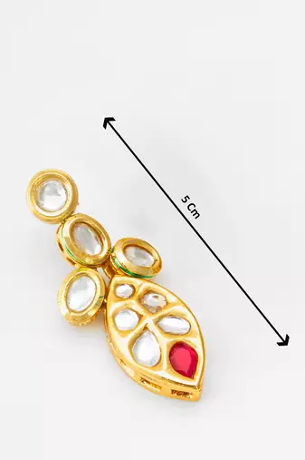 Traditional kundan drop earrings with red accent