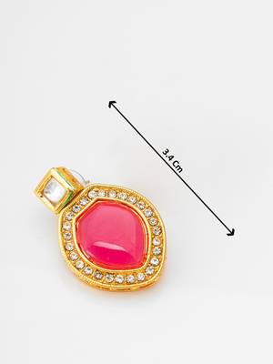 Pink stone stud kundan earrings with ad 4