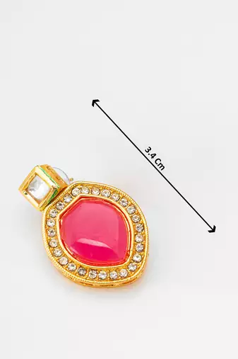 Pink stone stud kundan earrings with ad