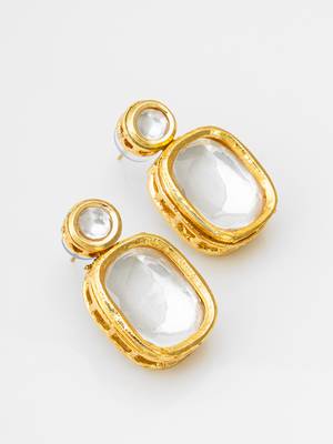 classic kundan style gold tone stud earrings 1