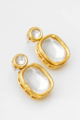 classic kundan style gold tone stud earrings