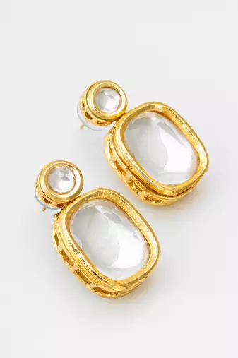 classic kundan style gold tone stud earrings