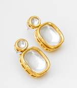 classic kundan style gold tone stud earrings