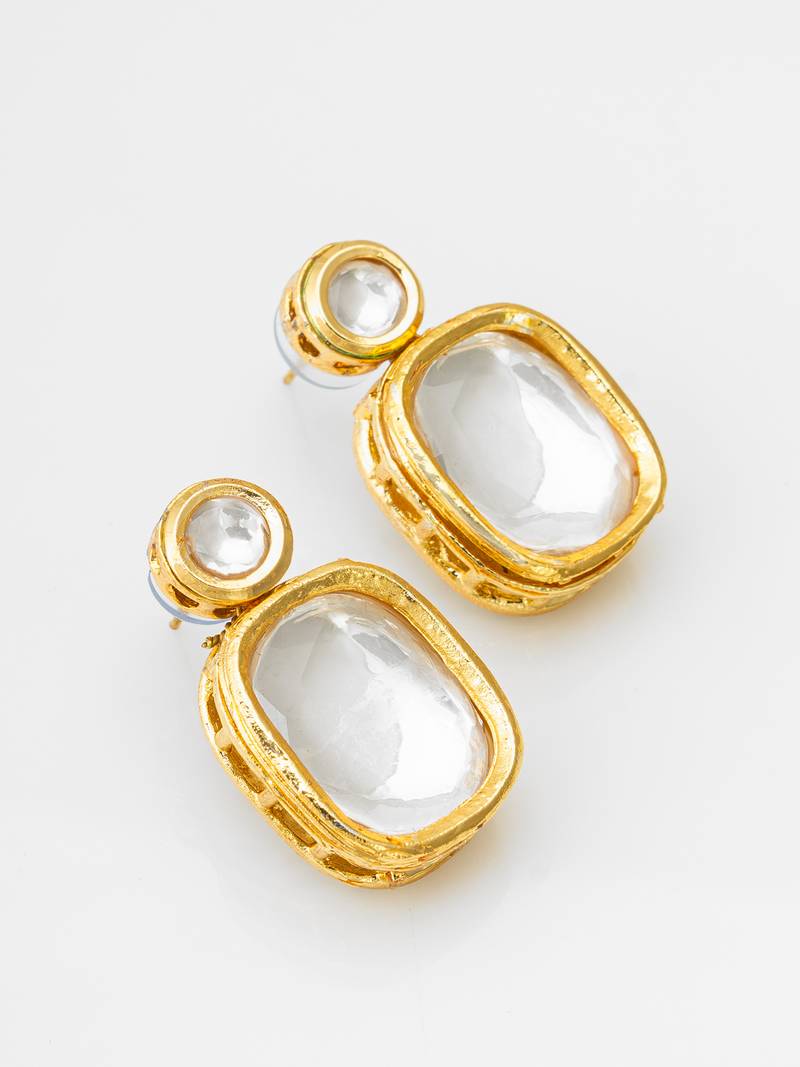 classic kundan style gold tone stud earrings