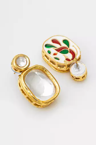 classic kundan style gold tone stud earrings