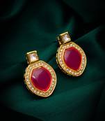 Pink stone stud kundan earrings with ad