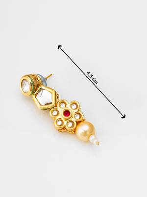 floral gold tone drop earrings with pearl 4