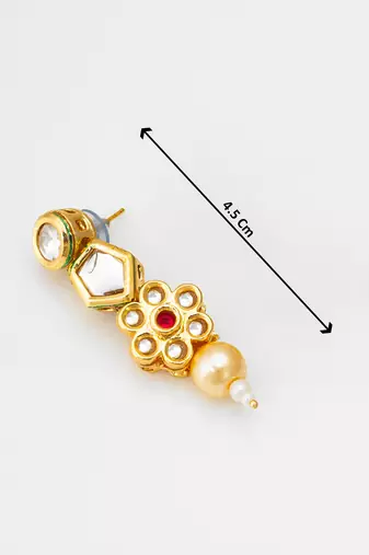 floral gold tone drop earrings with pearl