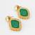 green stone gold tone stud earrings with crystal