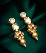 floral gold tone drop earrings with pearl