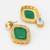 green stone gold tone stud earrings with crystal