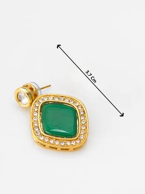 green stone gold tone stud earrings with crystal 4