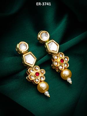floral gold tone drop earrings with pearl 5