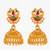 antique temple design jhumka earrings with colored stones
