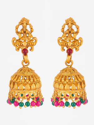 antique finish temple style designer jhumka earrings 2