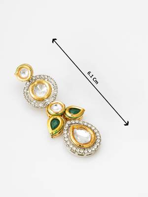 classic kundan green and white stone drop earrings 4