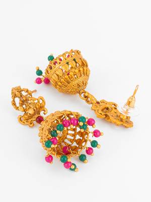 antique finish temple style designer jhumka earrings 3