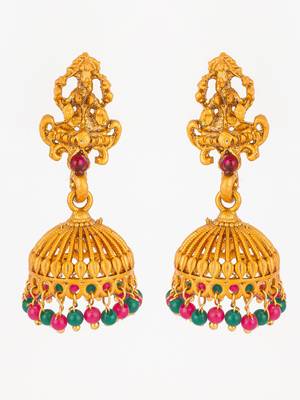 antique temple gold jhumka earrings 2