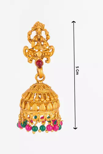 antique finish temple style designer jhumka earrings