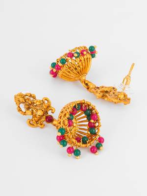 antique temple gold jhumka earrings 3