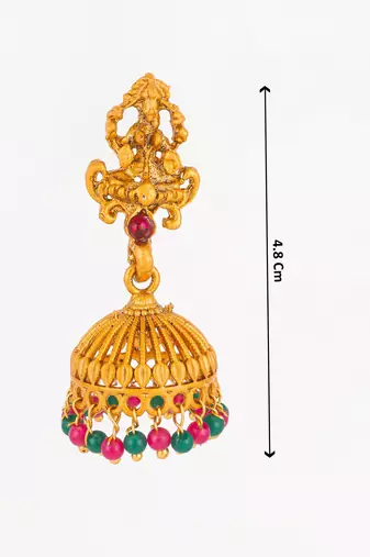 antique temple gold jhumka earrings