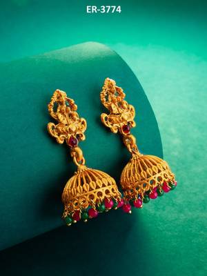 antique temple gold jhumka earrings 5