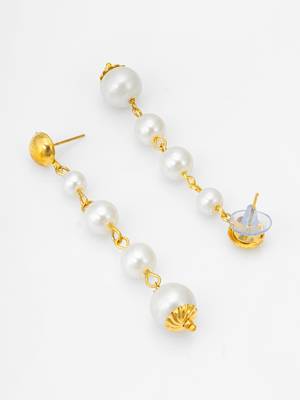 gold-toned graduated pearl drop earrings 3
