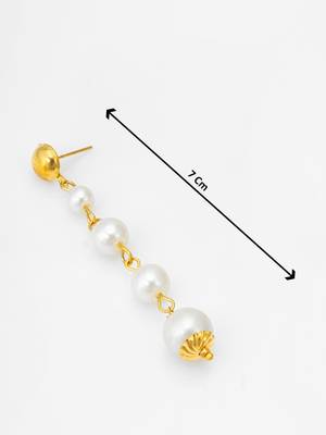 gold-toned graduated pearl drop earrings 4