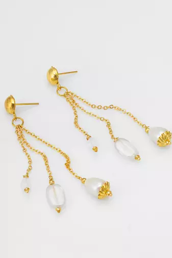 gold-tone multi-chain tassel earrings