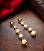 gold-toned graduated pearl drop earrings