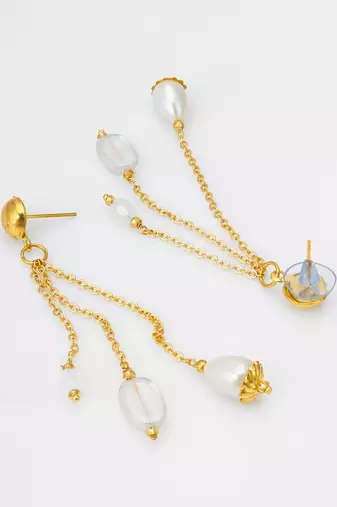 gold-tone multi-chain tassel earrings