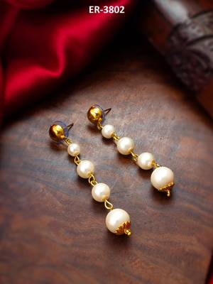gold-toned graduated pearl drop earrings 5